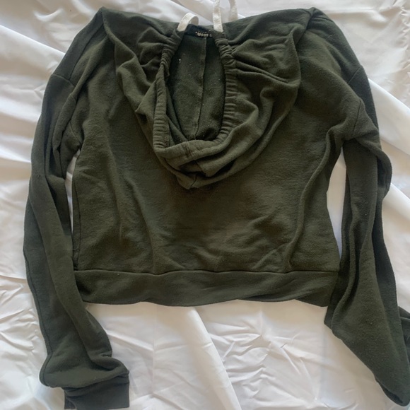 Savage Dark Green Hooded Cropped Sweatshirt - Picture 2 of 2